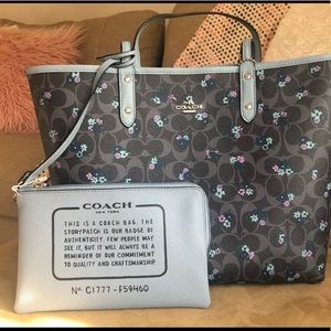 Reversible Coach Tote with removable pouch